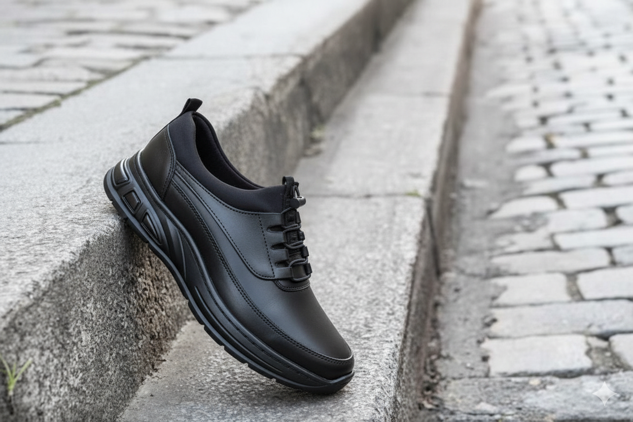 Chaussure Noir Cuir Véritable